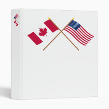 Canada and the United States Crossed Flags 3 Ring Binders