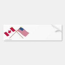 Canada and the United States Crossed Flags Bumper Stickers