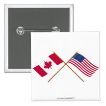 Canada and the United States Crossed Flags Button