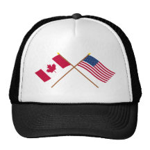 Canada and the United States Crossed Flags Mesh Hats