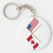 Canada and the United States Crossed Flags Key Chain