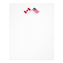 Canada and the United States Crossed Flags Letterhead Design