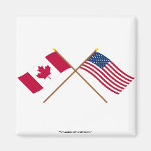 Canada and the United States Crossed Flags Fridge Magnet