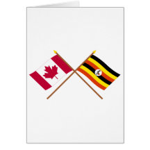 Canada and Uganda Crossed Flags Greeting Card