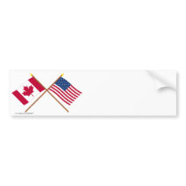 Canada and United States Crossed Flags Bumper Sticker