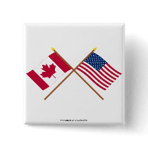 Canada and United States Crossed Flags Buttons