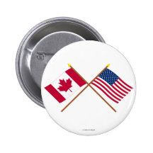 Canada and United States Crossed Flags Buttons