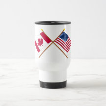 Canada and United States Crossed Flags Coffee Mugs