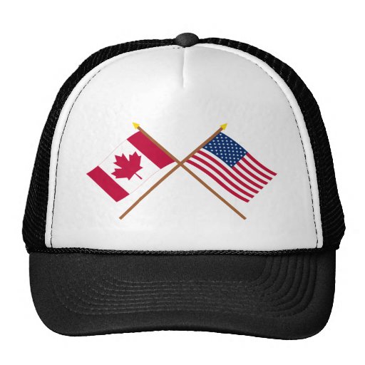 Canada and United States Crossed Flags Hats