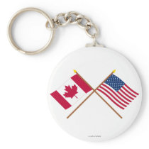 Canada and United States Crossed Flags Keychains