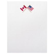 Canada and United States Crossed Flags Custom Letterhead