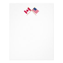 Canada and United States Crossed Flags Custom Letterhead