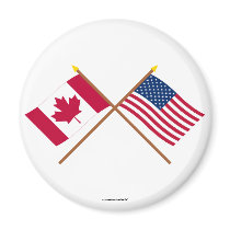 Canada and United States Crossed Flags Refrigerator Magnet