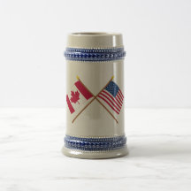 Canada and United States Crossed Flags Mug