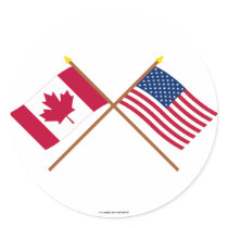 Canada and United States Crossed Flags Stickers