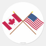 Canada and United States Crossed Flags Stickers