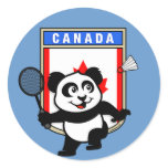 Canada Badminton Panda Round Stickers