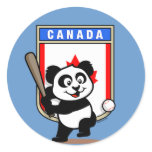 Canada Baseball Panda Round Stickers