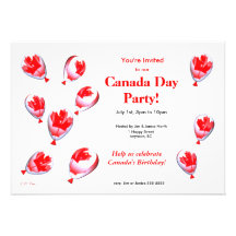 Canada Day Balloons Custom Invitation