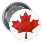 Canada Day Grungy Urban Maple Leaf Pinback Buttons