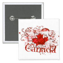 Canada Day Grungy Urban Pinback Button