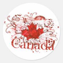 Canada Day Grungy Urban Round Sticker
