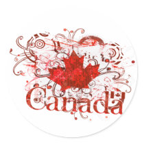 Canada Day Grungy Urban Round Sticker