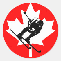 Canada flag downhill skier stickers