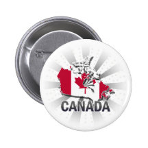 Canada Flag Map 2.0 Pinback Buttons