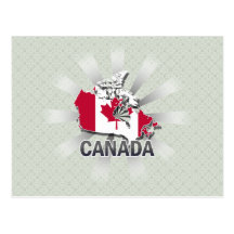 Canada Flag Map 2.0 Post Cards