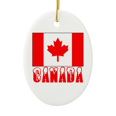 Canada Flag Snow Capped Word Christmas Tree Ornaments by flagnation
