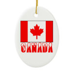 Canada Flag Snow Capped Word ornaments