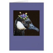 Canada goose with blueberries card