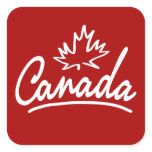 Canada Leaf Script Square Sticker