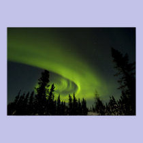 Canada, Manitoba. View of aurora borealis and posters