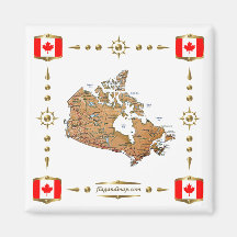 Canada Map + Flags Magnet