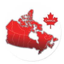 CANADA MAP ROUND STICKER
