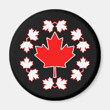 Canada Maple Leaf Circle Design Fridge Magnet