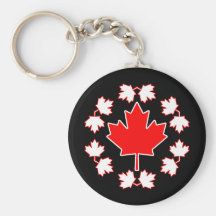 Canada Maple Leaf Circle Design Key Chains