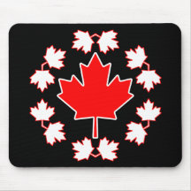 Canada Maple Leaf Circle Design Mouse Pad