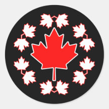 Canada Maple Leaf Circle Design Round Sticker