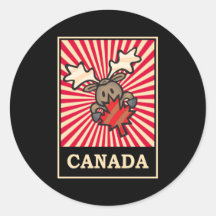 Canada Moose Round Stickers