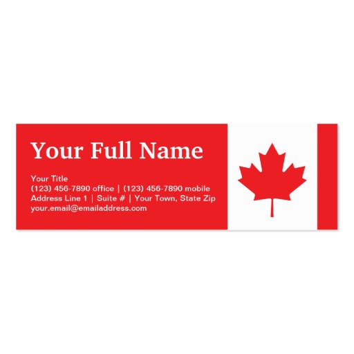 Canada Plain Flag Pack Of Skinny Business Cards Zazzle