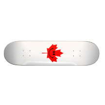 Canada Smiley - A smiley face on red maple Skateboards
