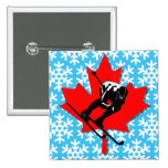 canada snowflake downhill skiing button