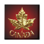 Canada Souvenir Fridge Magnet Gold Maple Leaf Gift
