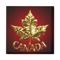 Canada Souvenir Fridge Magnet Gold Maple Leaf Gift