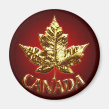 Canada Souvenir Fridge Magnet Gold Maple Leaf Gift