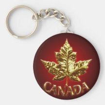Canada Souvenir Key Chain Gold Chrome Maple Leaf