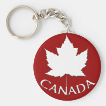 Canada Souvenir Key Chain Red & White Maple Leaf